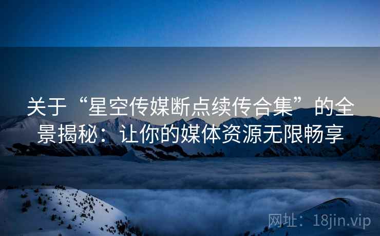 关于“星空传媒断点续传合集”的全景揭秘：让你的媒体资源无限畅享
