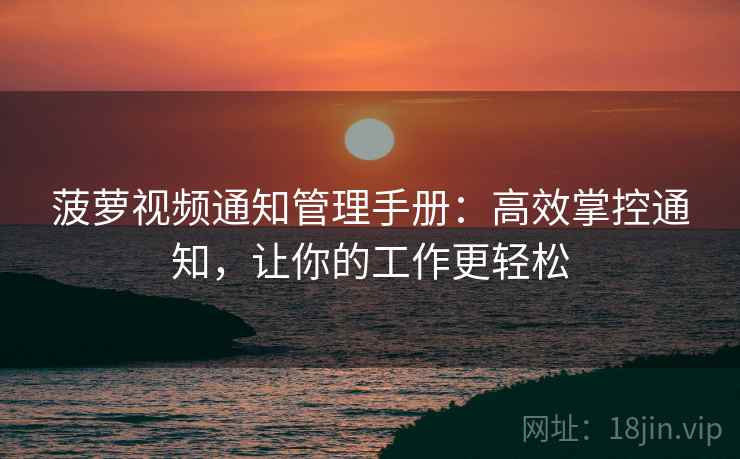 菠萝视频通知管理手册：高效掌控通知，让你的工作更轻松