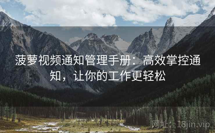 菠萝视频通知管理手册：高效掌控通知，让你的工作更轻松