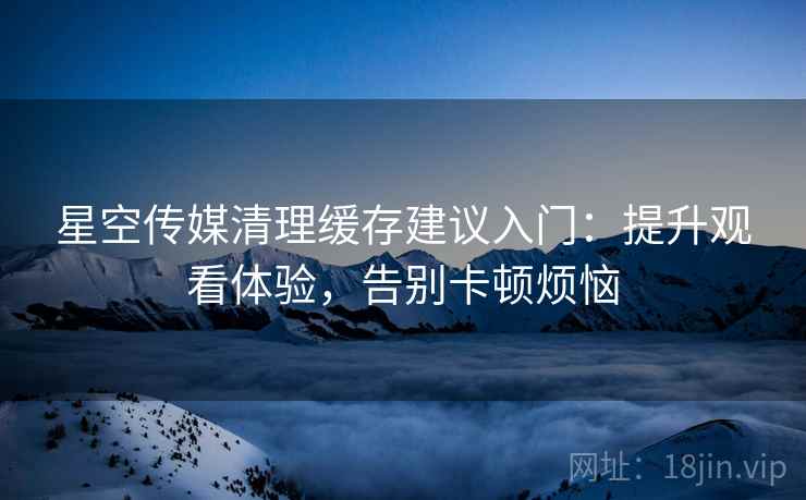 星空传媒清理缓存建议入门：提升观看体验，告别卡顿烦恼